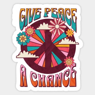 Groovy Peace Sign Retro 60s Style Sticker